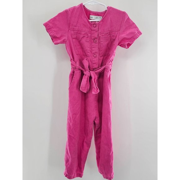 Zara Girls Pink Demin Jumpsuit Size 3-4 years - Picture 2 of 5